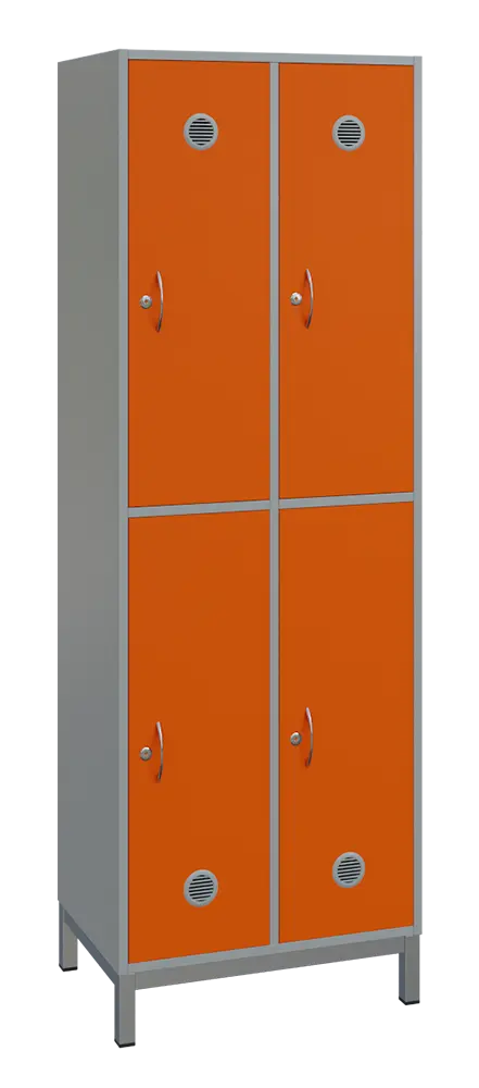 SBS-2222 šatní skříň 4-boxová, 1800x600x400 mm, kovové nohy, korpus šedý, dvířka pomeranč